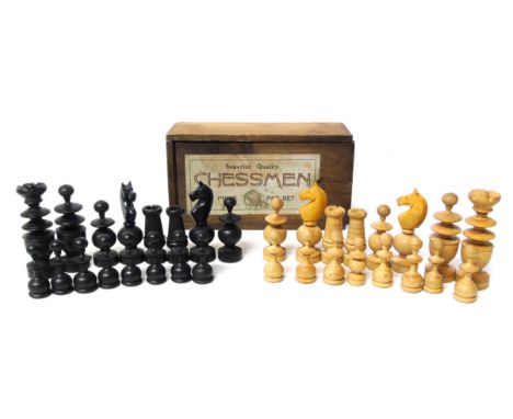 "Superior Quality Chessmen" chess set, height of King 8cm. Condition reports are not available for our Interiors Sales