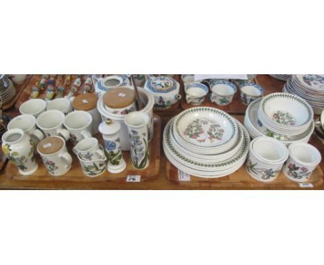 Two trays of Portmeirion pottery 'The Botanic Garden' design items, to include: mugs; pepper grinder; cylinder vase; baluster