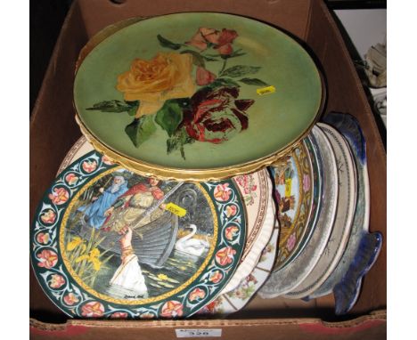Box of assorted collectors and other plates, various, to include: floral chargers; Wedgwood street seller plates; other Wedgw