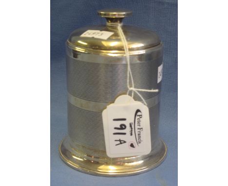 Silver circular engine turned cigarette dispenser, Birmingham hallmarks, patent no. 325841. (B.P. 24% incl. VAT)