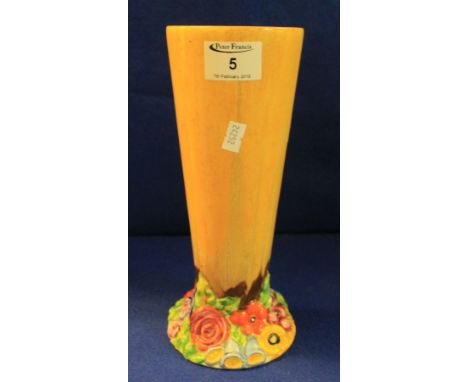 Clarice Cliff Wilkinson Pottery Bizarre 'My Garden' tapering cylinder vase.(B.P. 24% incl. VAT)   CONDITION REPORT:  Good ove