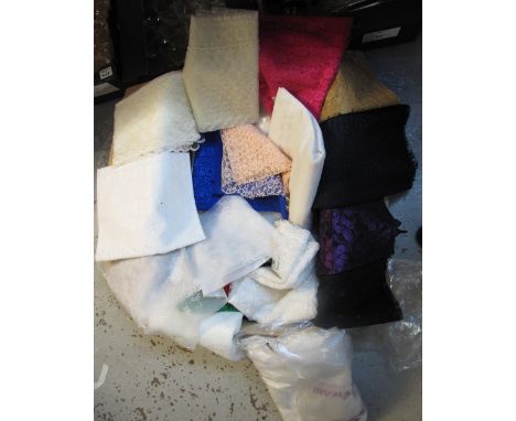 Box of lace fabrics in various colours (includes some lace curtains). (B.P. 24% incl. VAT) 