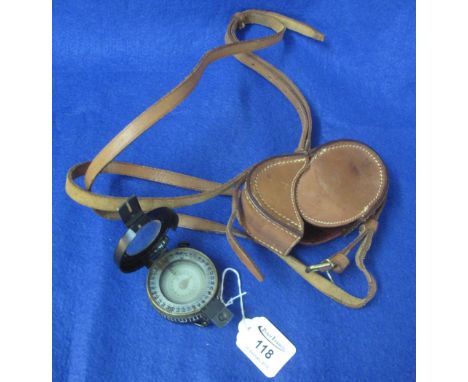H. Browne and Son Ltd. military black anodised marching compass in leather carrying case.(B.P. 24% incl. VAT)