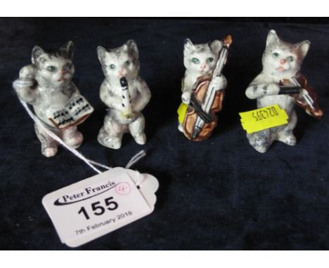 Group of four ceramic miniature cat musicians, including cellist and violinist. (4)(B.P. 24% incl. VAT)