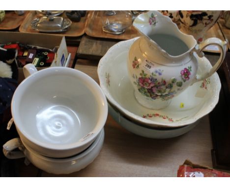 Shelley and Sadler chamber pots together with floral jug and basin and another basin. (5)(B.P. 24% incl. VAT)