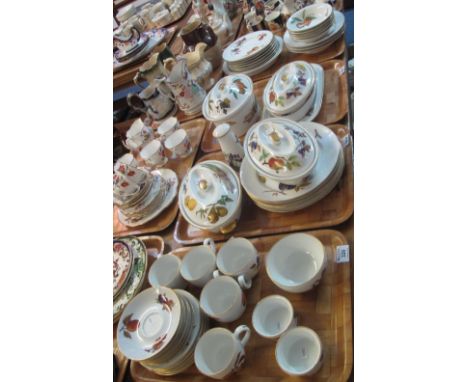Four trays of Royal Worcester 'Evesham' oven to tableware tea and dinnerware items, various, to include: teacups and saucers;