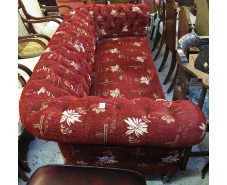 Early 20th Century Chesterfield type foliate upholstered sofa.(B.P. 24% incl. VAT)   CONDITION REPORT:  Structurally sound ap