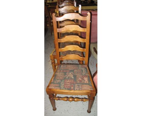 Set of four modern ladder back dining chairs with upholstered drop-in seats. (4)(B.P. 24% incl. VAT)