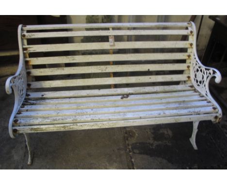 20th Century cast metal garden seat with wooden slats.(B.P. 24% incl. VAT)