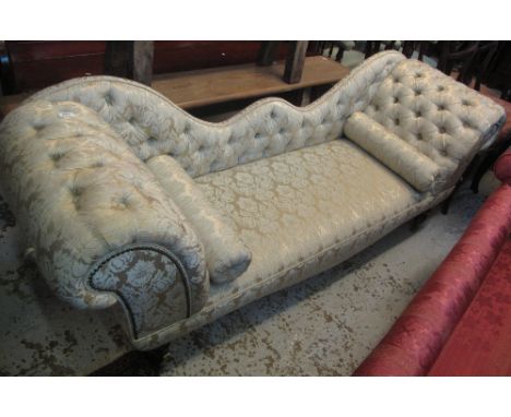 Victorian style double ended, foliate upholstered, button back chaise lounge.(B.P. 24% incl. VAT)
