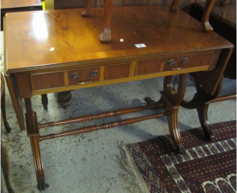 Reproduction yew wood sofa table.(B.P. 24% incl. VAT)