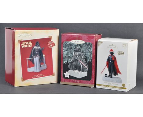 A collection of x3 Hallmark made Keepsake Ornament series Star Wars themed Christmas Tree ornaments - both Darth Vader. The f