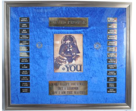 Estate of Dave Prowse - Star Wars - a vintage fan-group / cosplay group award presentation to Mr Prowse, comprising a large e