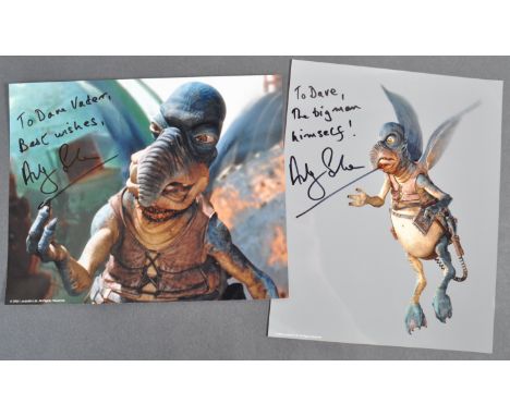 Estate of Dave Prowse - Star Wars - Andy Secombe (Watto) - x2 officially licensed Lucasfilm Ltd autographed 8x10" colour phot
