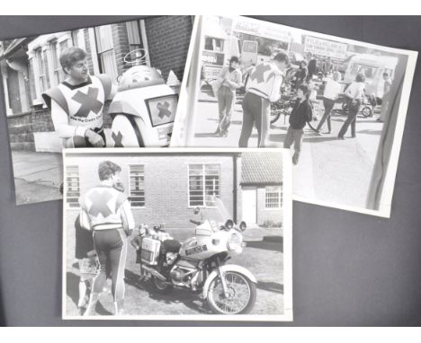 Estate of Dave Prowse - The Green Cross Code Man - a collection of x3 original vintage 1970s large format press publicity pho