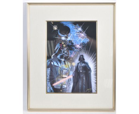 Estate of Dave Prowse - Star Wars - Fan Artwork - an artwork print featuring two images of Darth Vader with Death Star to top