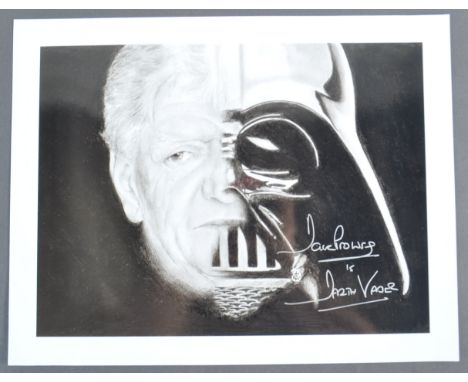 Estate of Dave Prowse - Star Wars - Dave Prowse 1935-2020 - an autographed 14x18" black and white artwork print, based on an 