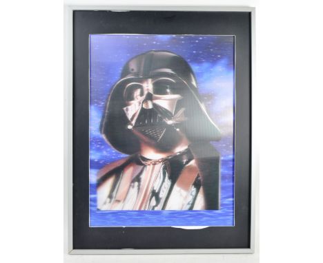 Estate of Dave Prowse - Star Wars - a large vintage 3D Lenticular picture of Darth Vader, set within a blue space background.