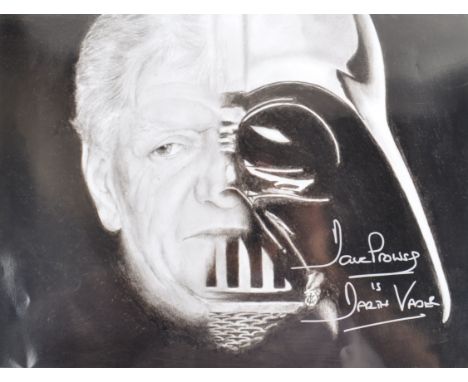 Estate of Dave Prowse - Star Wars - Dave Prowse 1935-2020 - an autographed 14x18" black and white artwork print, based on an 