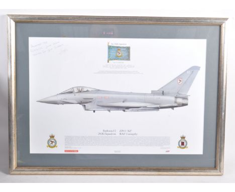 Estate of Dave Prowse - a Squadron Prints made RAF Royal Air Force print of a Typhoon F2 29(R) Squadron fighter jet, with pen