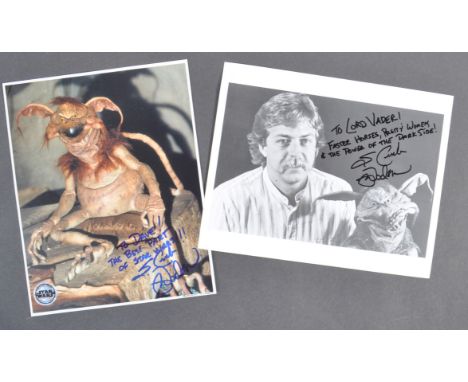 Estate of Dave Prowse - Star Wars - Mark Dodson (Voice of Salacious Crumb) - x2 uniquely autographed 8x10" photographs dedica