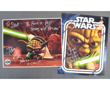 Estate of Dave Prowse - Star Wars The Clone Wars - two autographed 8x10" colour photographs from the franchise. The first an 