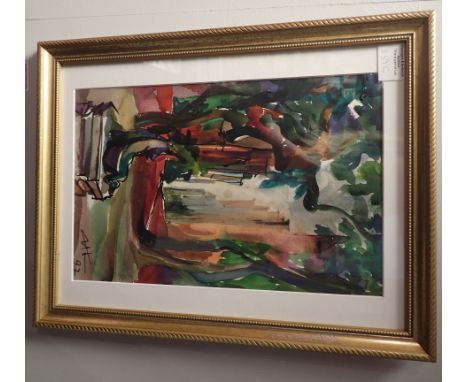 Framed and glazed Inga Kallagova watercolour on paper A Hidden Street 36 x 24 cm 1997 CONDITION REPORT: POSTAGE: There are po