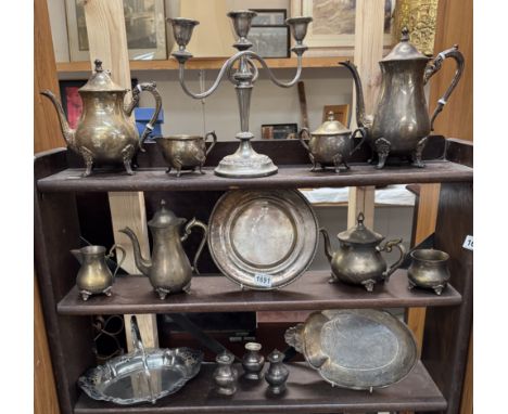A quantity of silver plate and other metal ware including candelabra, trays etc