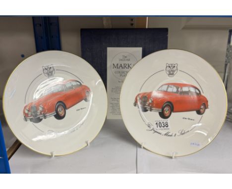 2 Royal Worcester Jaguar Mark 2 Saloon plates by Ken Rush (1 boxed)