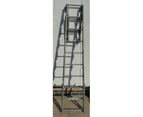 An aluminium extension ladder