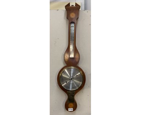 An inlaid mahogany barometer by Comitt Holborn. In need of attention
