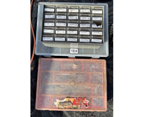 2 Boxes of screws, washers, drill bits etc