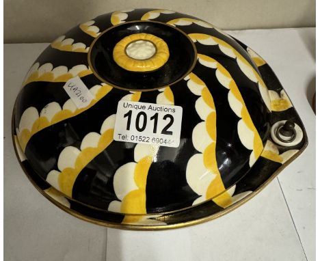 A vintage Booth's food warming plate with cover (a/f chips to cover rim).