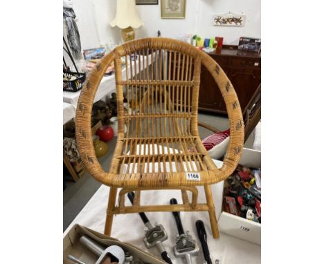 A vintage wicker child's chair