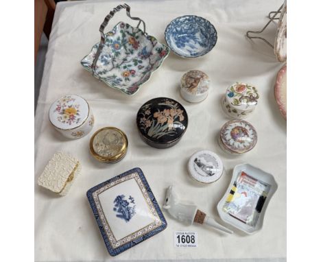 A selection of vintage ceramic lidded trinket pots