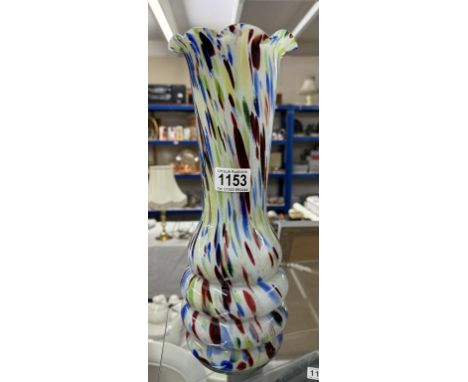 A vintage cut glass vase, height 36cm