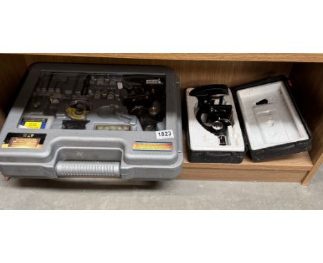 An incomplete microscope set &amp; a cased microscope