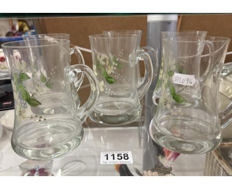 A set of 6 vintage overlaid glass tankards