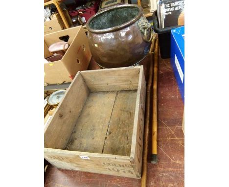 Copper planter, wine case etc.