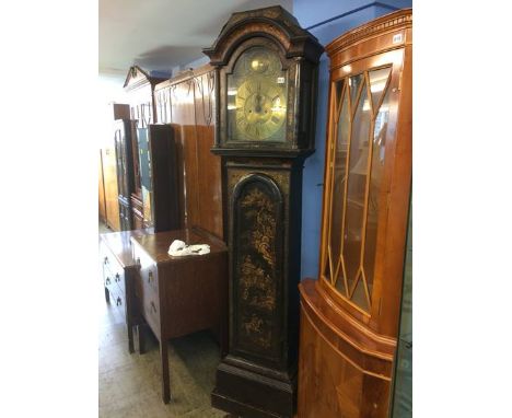 A lacquered long case clock by Phillip Abbot of London, with brass dial and eight day movement
