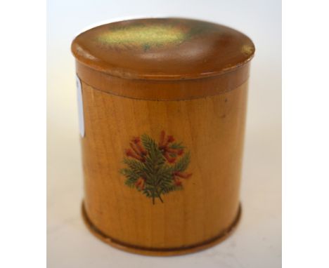 An early 20th Century Treen trinket box decorated with floral patterns.

