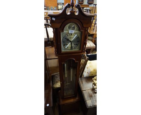 A reproduction mahogany cased tempus fugit granddaughter clock.