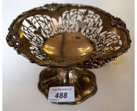 A Sheffield hallmarked silver pedestal pierced dish, weight 6.32oz.