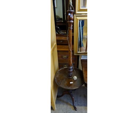 An early 20th Century mahogany cylindrical standard lamp/occasional table inset.