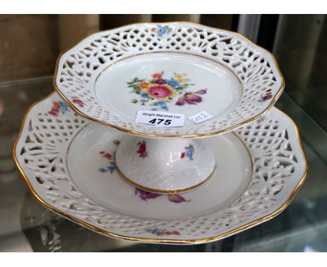 A Bavaria Schumann Arzberg ceramic pierced hand painted comport, together with a further Schumann Arzberg ceramic hand painte