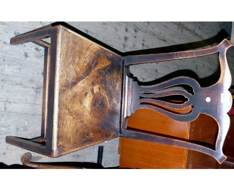 An 18th Century elm seated Chippendale revival single chair.