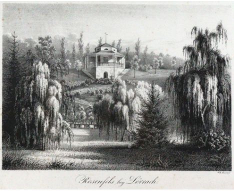 Burg Rötteln u. Lörrach.: 15 Bl. mit Ansichten, einer Trachtendarst. u. einem kl. Tonwappen. von Burg Rötteln (7) u. Lörrach 