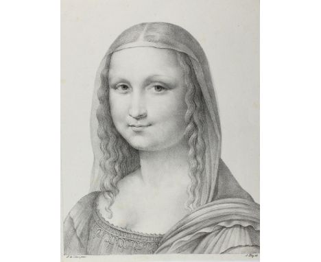 Piloty, Ferdinand d.Ä.: (1786 Homburg - München 1844). Kopf der Mona Lisa. Kreidelithographie n. Leonardo da Vinci. 40 x 31,5