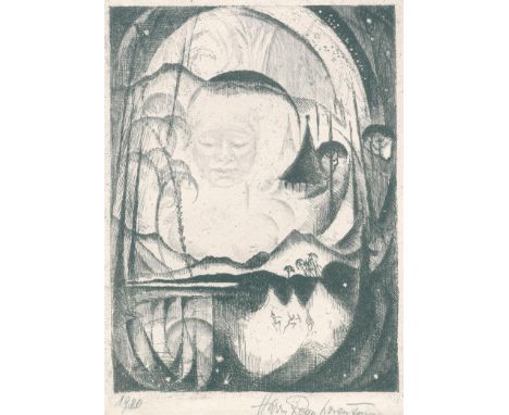 Reuss-Löwenstein, Harry: (1880 Fulda - Hamburg 1966). Südsee-Erinnerung. Radierung ca. 1920. Plgr. 21,5 x 16,3, Bgr. 32 x 24 