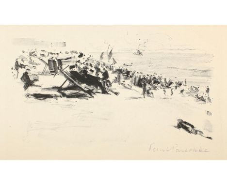 Paeschke, Paul: (1875 Berlin 1943). Am Strand. Lithogr. aus einem Mappenwerk. 12,5 x 22 cm, Blgr. 20 x 30 cm. Sign. Verso typ